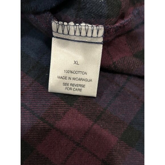 Boca Classics Mens Plaid Button-Up Shirt Cotton Flannel Burgundy Blue Sz XL - Picture 6 of 9
